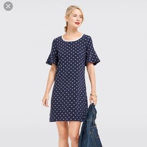 Draper James Love Row knit terry navy white dress